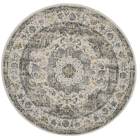Safavieh Evoke Power Loomed Round Area Rug, Grey and Gold - 5 ft.-1 in. x 5 ft.-1 in. EVK220B-5R